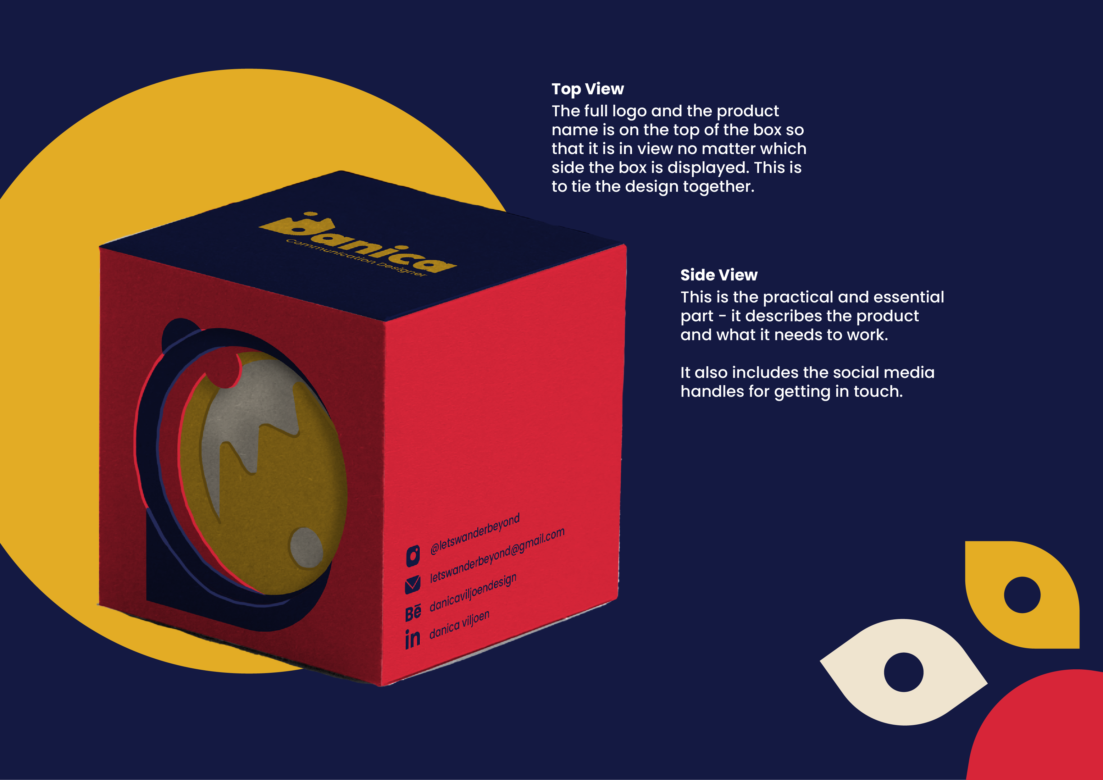 Side view of Danica packaging.